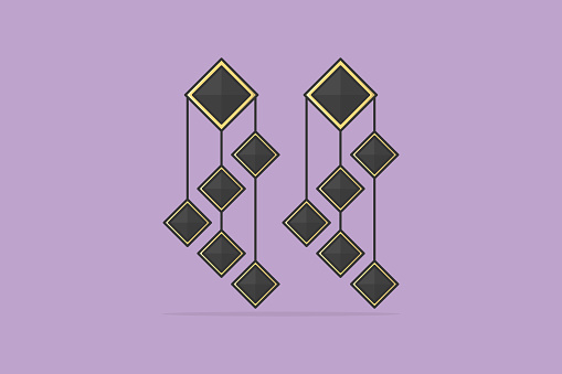 istock Square box shape women earrings jewelry vector illustration. Beauty fashion objects icon concept. Women stylish jewelry earrings vector design. 1652504236