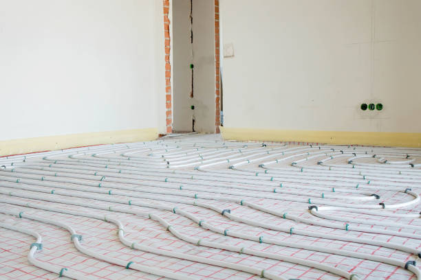 istock Installation of underfloor heating pipes for water heating. Heating systems. Pipes for underfloor heating. 1652518129