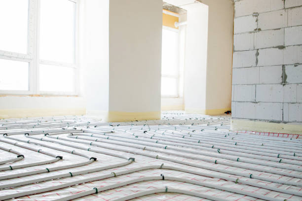 istock Installation of underfloor heating pipes for water heating. Heating systems. Pipes for underfloor heating. 1652518147