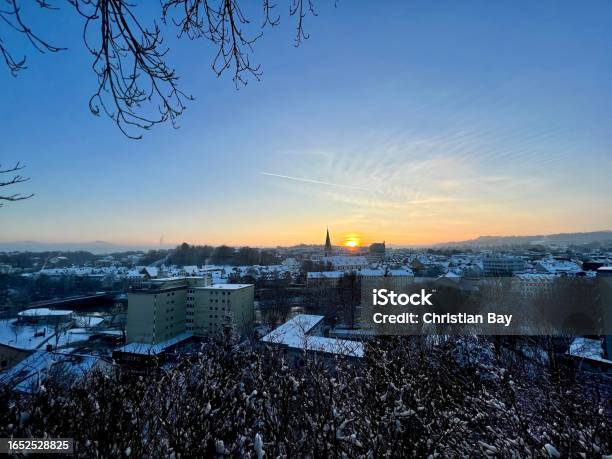 Kempten In Winter From Above Stock Photo - Download Image Now - Allgau, Atmospheric Mood, City