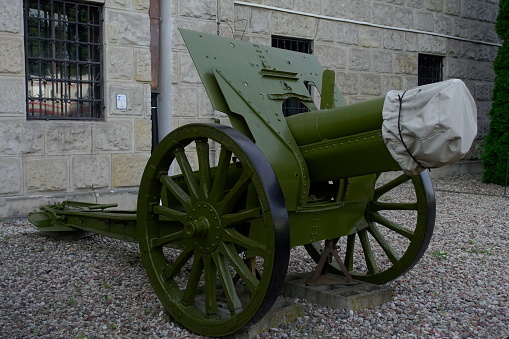 Old cannon painted green