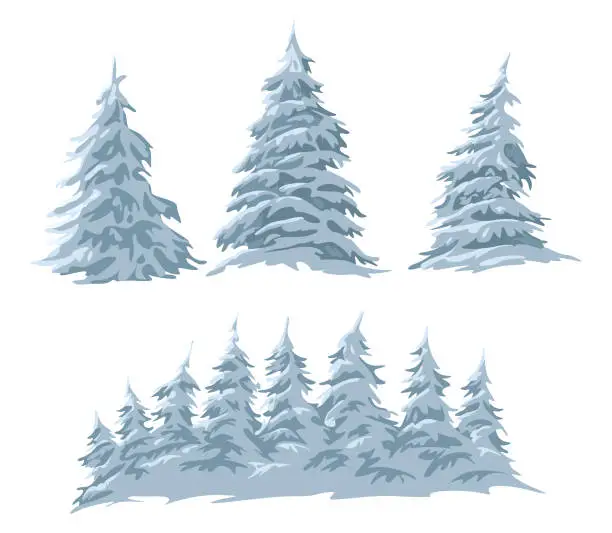 Vector illustration of Christmas Fir Trees