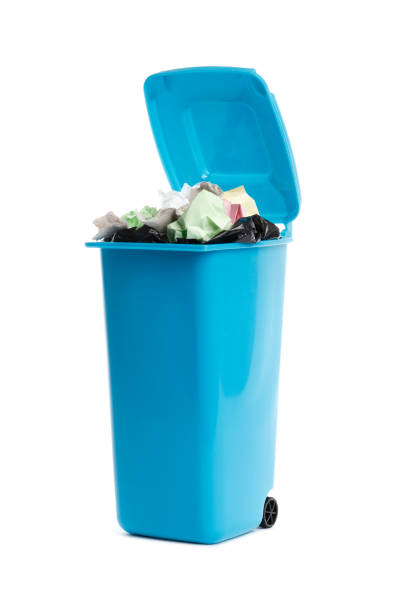 istock Trash bin with garbage on white background. Waste recycling 1652552260