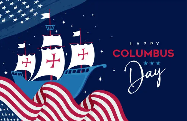 Vector illustration of Happy Columbus Day Design Background.