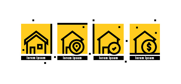 Quad icon pack of Real Estate series set