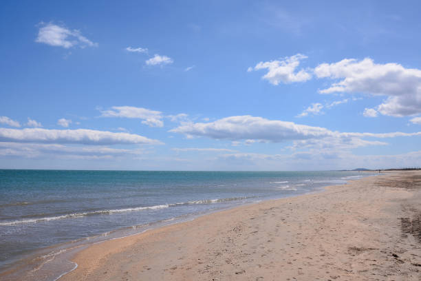 istock Empty mediterranean sand beach in south france 1652578804
