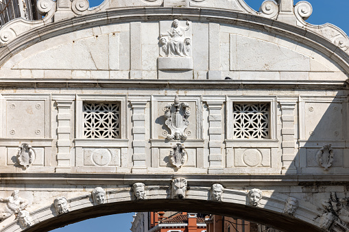 View of the Brdige of Sighs, Ponte dei Sospiri in Venice. Italy