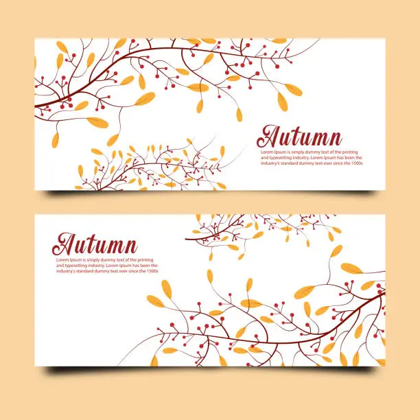 Vector illustration of Autumnal banners with leaves and branches