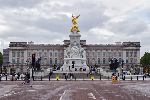 The Mall and the area around The Queen Victoria Memorial is normally an incredibly busy road and tourist destination leading to Buckingham Palace is empty of tourists eager to get a look at the Royal Family as people are told to stay at home during the coronavirus pandemic.