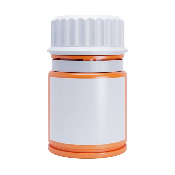 istock Plastic orange pill bottle with blank label. Isolated on a white background 1652661080