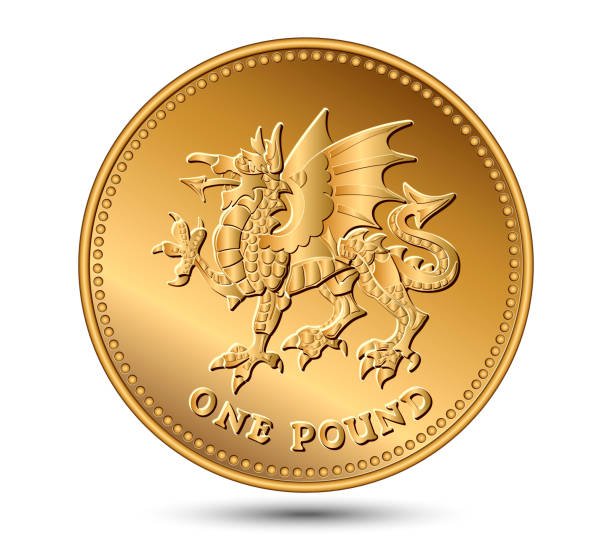 ドラゴン1ポンド硬貨。ベクターイラスト。 - dragon one pound coin british currency british pounds点のイラスト素材／クリップアート素材／マンガ素材／アイコン素��材