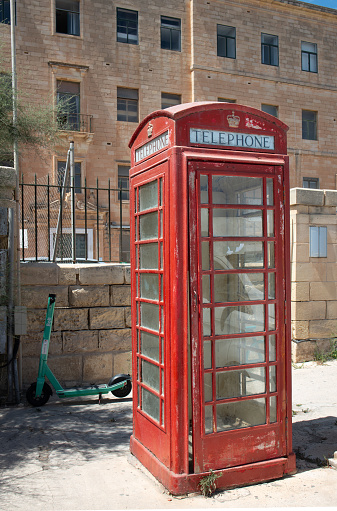 View of a pay phone in a desert, Oman