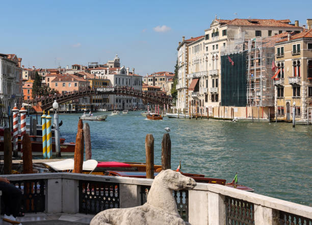 View of the Grand Canal from the terrace at the Peggy Guggenheim Collection in Venice Venice, Italy - September 5, 2022: View of the Grand Canal from the terrace at the Peggy Guggenheim Collection in Venice peggy guggenheim stock pictures, royalty-free photos & images