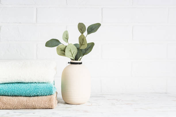 istock Stack of bath towels in white bathroom. 1652713956