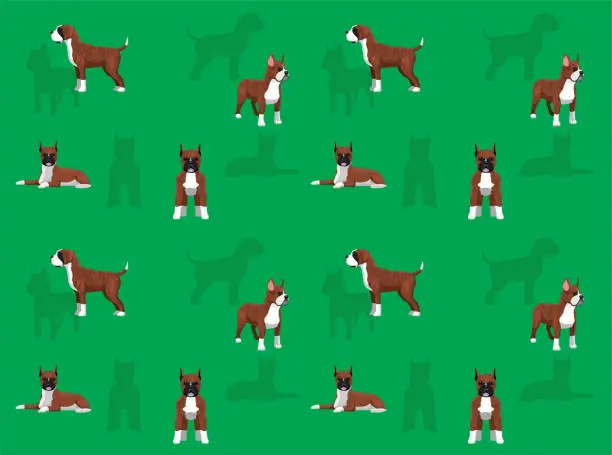 Vector illustration of Dog Boxer Brindle Coat Cute Cartoon Seamless Wallpaper Background