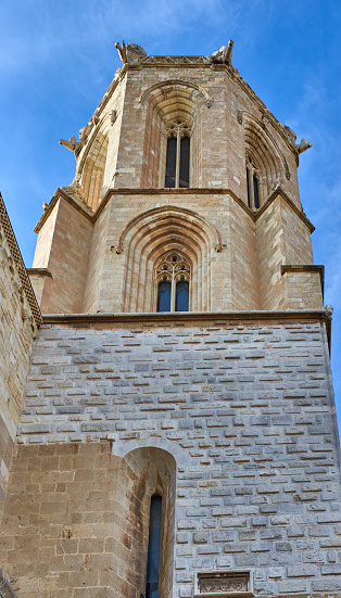 Tarragona, Spain, upward view of the bell  tower  of Saint Mary Cathedral