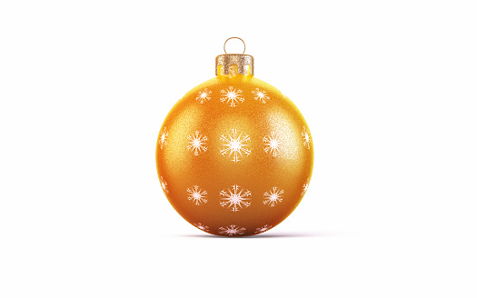 3d Render Orange Christmas Ornament, Clipping path on White Background (isolated on white)