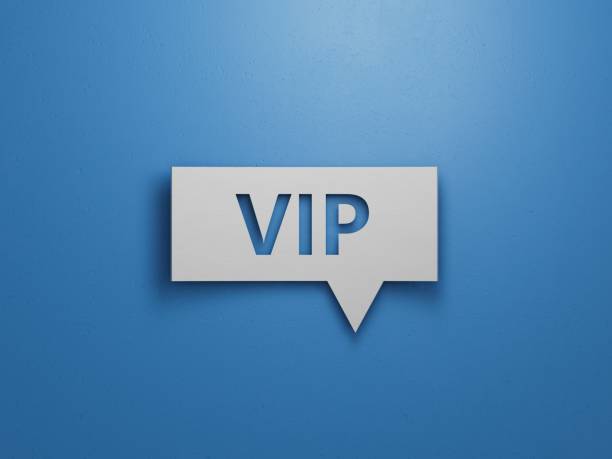 istock VIP Speech Bubble. Minimalist abstract design with white cut out paper on blue background. 3D Render. 1652806865