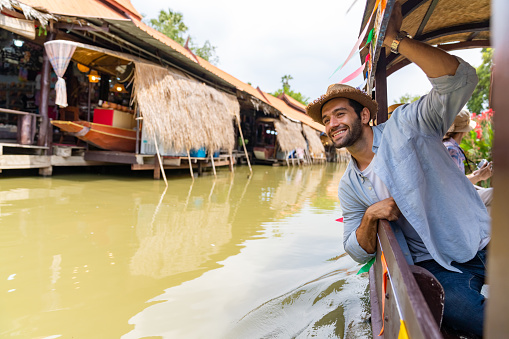 Floating market in Thailand.Damnoen Damnoen Saduak floating in Ratchaburi.