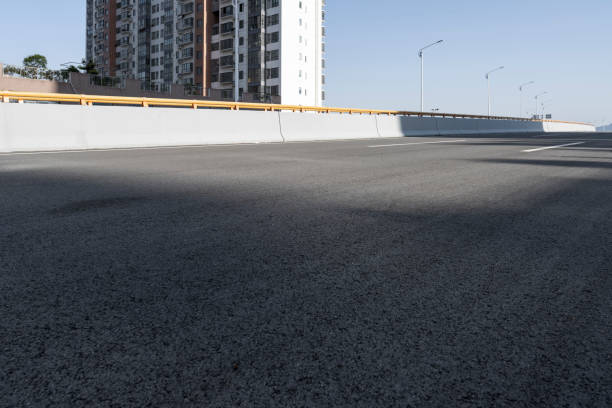 Unmanned asphalt roads on the city's edge
