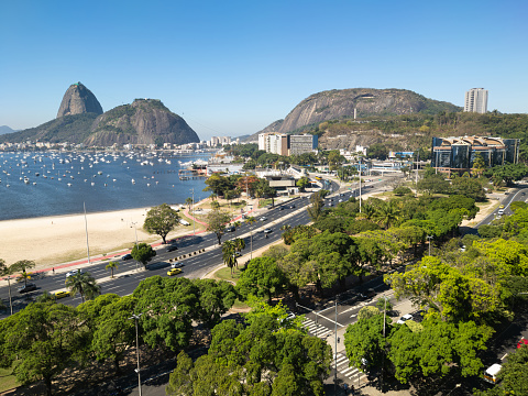 View to Sugarloaf Mountain in Rio de Janeiro Brazil.