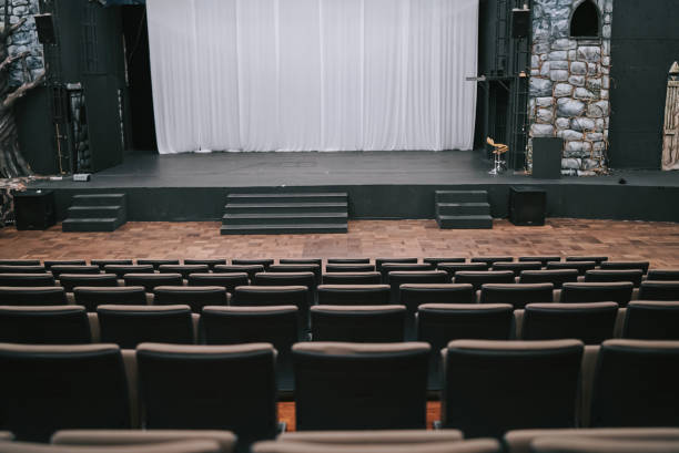 istock Empty Music stage theater concert with backdrop 1652901903