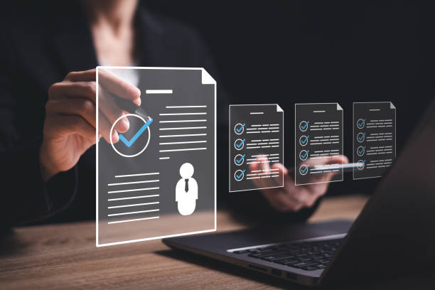 istock Human resource management and checklist document, Businesswomen select employees from online documents digital, Management and recruitment of Staff ,Business company performance of human system 1652922874
