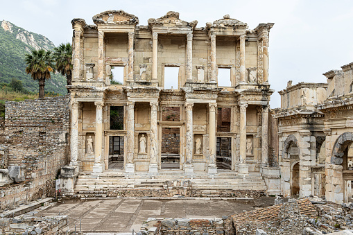 Ruins of the Celsus Library in the ancient Greek city of Ephesus, Selcuk, Izmir Province, Turkey