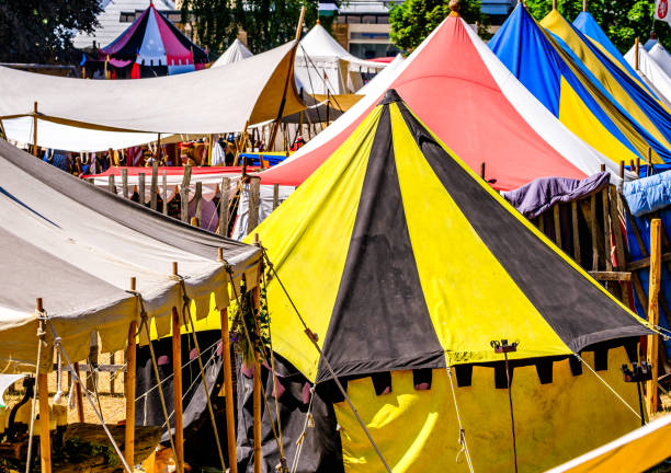 typical old-fashioned tent at a medieval festival - photo