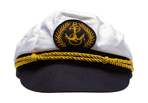 Captian Hat Front Cut Out on White.