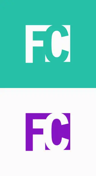 Vector illustration of fc, cf Initial letter Design with negative space. black background and white background. company or business template design vector.