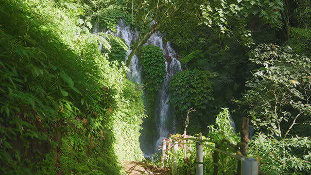 Scenic waterfall on Bali island