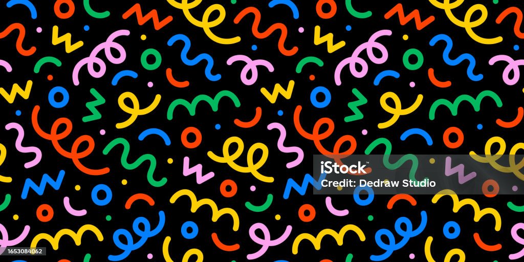 Fun Line Patterns Fun Colorful Line Doodle Seamless Pattern Stock Illustration - Download ...