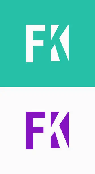 Vector illustration of fk, kf Initial letter Design with negative space. black background and white background. company or business template design vector.
