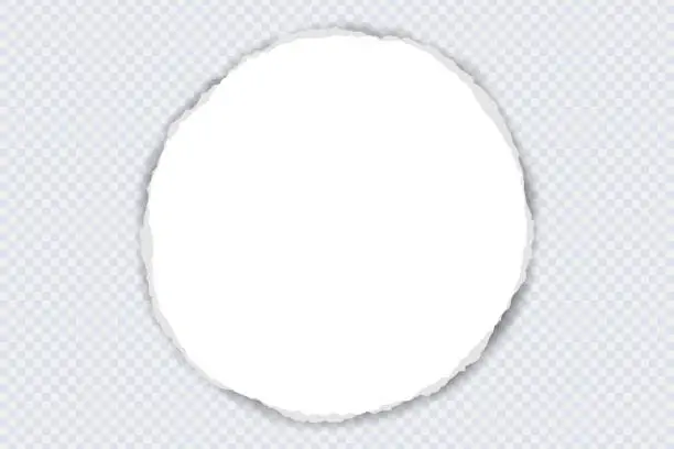 Vector illustration of Round white paper with torn edges