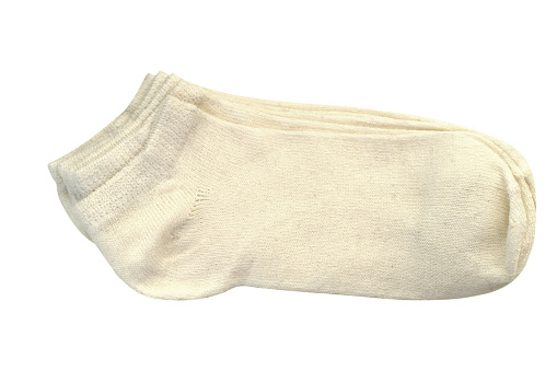 cotton white natural socks with weak elastic band, Medical socks, special products for people with diabetes, concept foot diseases and elimination heaviness in legs, isolate on white background