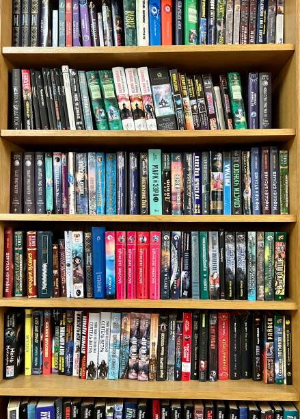 istock Bookshelves with books in Russian Language 1653200636
