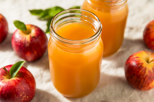 Cold Refreshing Apple Cider Juice in a Glass