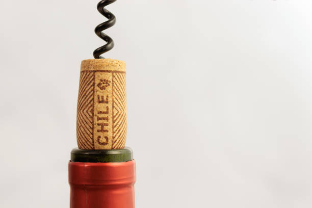 Chilean wine, national day. Close-up, red wine bottle, white background, cork puller, chile cork. With space to copy Chilean wine, national day. Close-up, red wine bottle, white background, cork puller, chile cork. With space to copy cork puller stock pictures, royalty-free photos & images