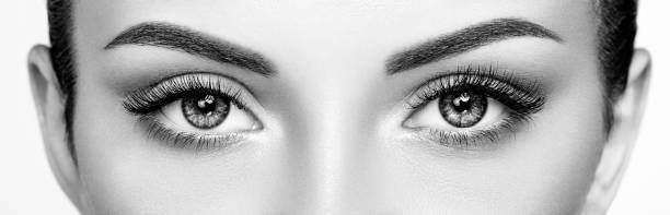 istock Female eye with long false eyelashes 1653279172