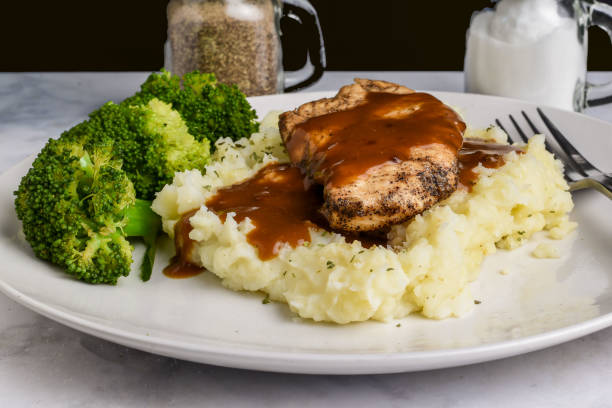 istock chicken breast top with gravy  on mash potatoes 1653287665