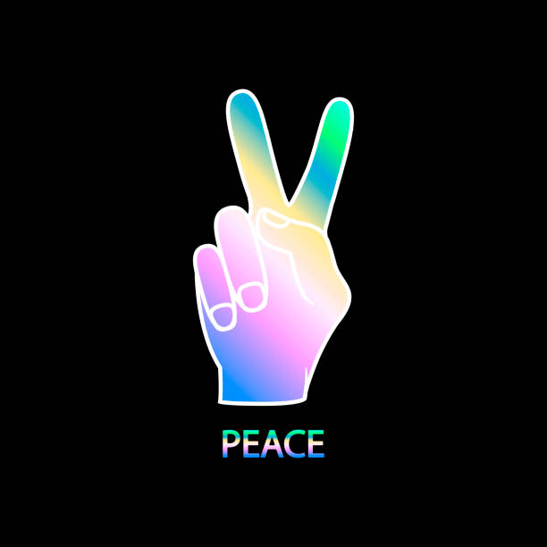 ilustrações, clipart, desenhos animados e ícones de mão e paz. - peace sign