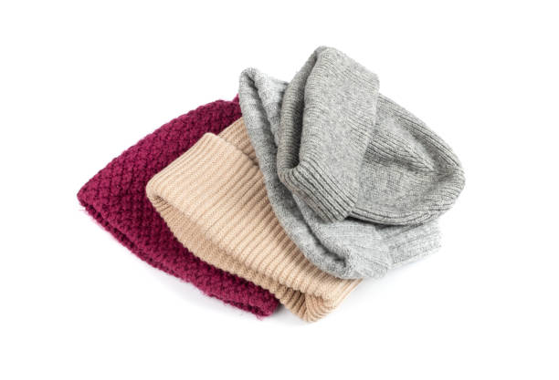 istock Winter Hat Isolated, Knitted Cap, Beige Winter Hat on White Background 1653358534