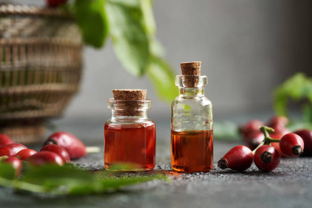 istock Two bottles of rosehip seed oil 1653412088
