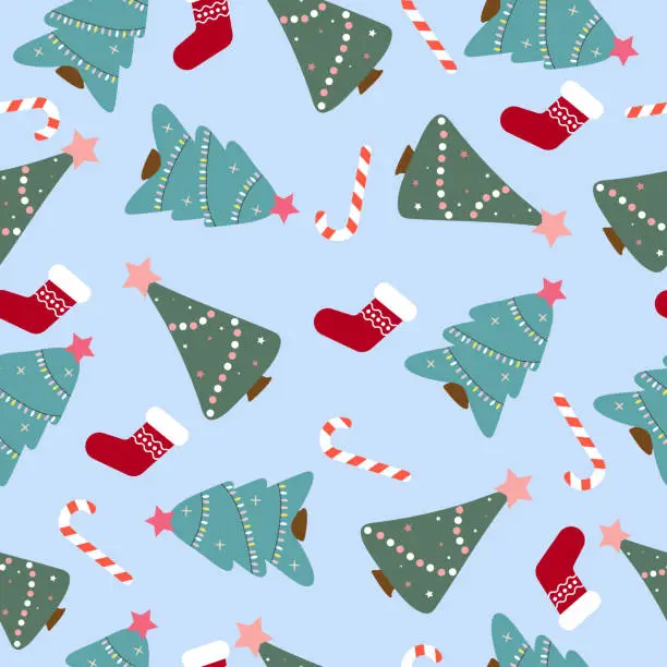 Vector illustration of Christmas seamless pattern with Christmas trees.