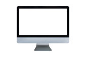 Computer display with blank screen isolated on white background.