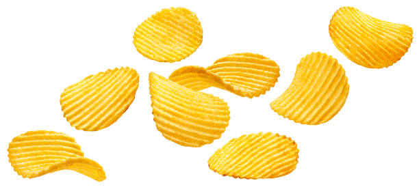 istock Ridged potato chips isolated on white background 1653559090