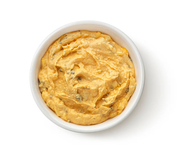 istock Egg spread with onion and chives isolated on white background, top view 1653566611