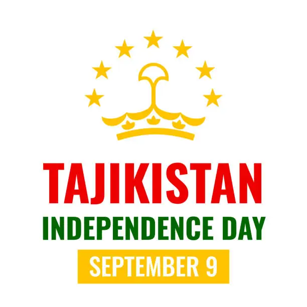 Vector illustration of Tajikistan Independence Day typography poster. National holiday celebrate on September 9. Vector template for banner, flyer, greeting card, etc.