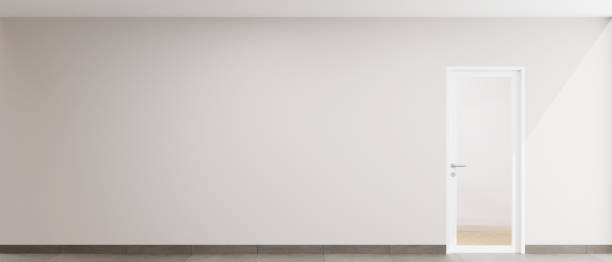 istock Interior Copy Space Background With Single Framed Glass Door 3D Render Illustration 1653813552